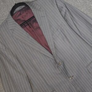 Ermenegildo Zegna Blazer 52R / 42R Trofeo Gray Pinstripe Suit Jacket